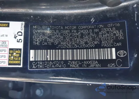 2017 Toyota Prius V Two from USA, damaged, VIN JTDZN3EU3HJ059099